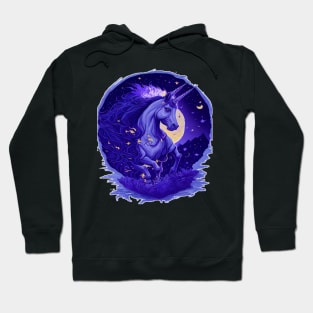 mystical blue unicorn art Hoodie